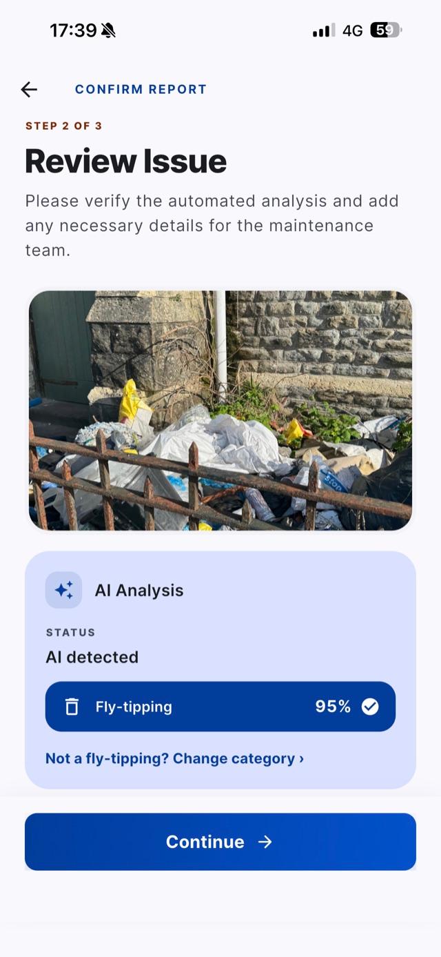 StreetReport detects your location and the right council