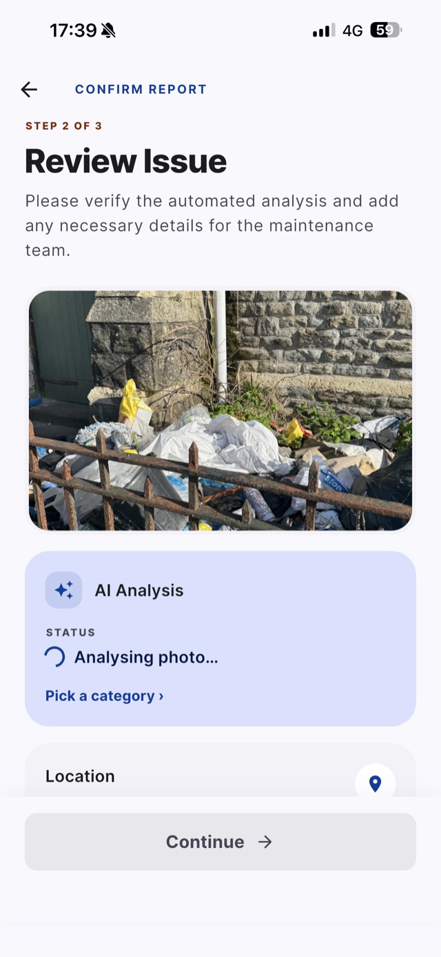 StreetReport app screen 3
