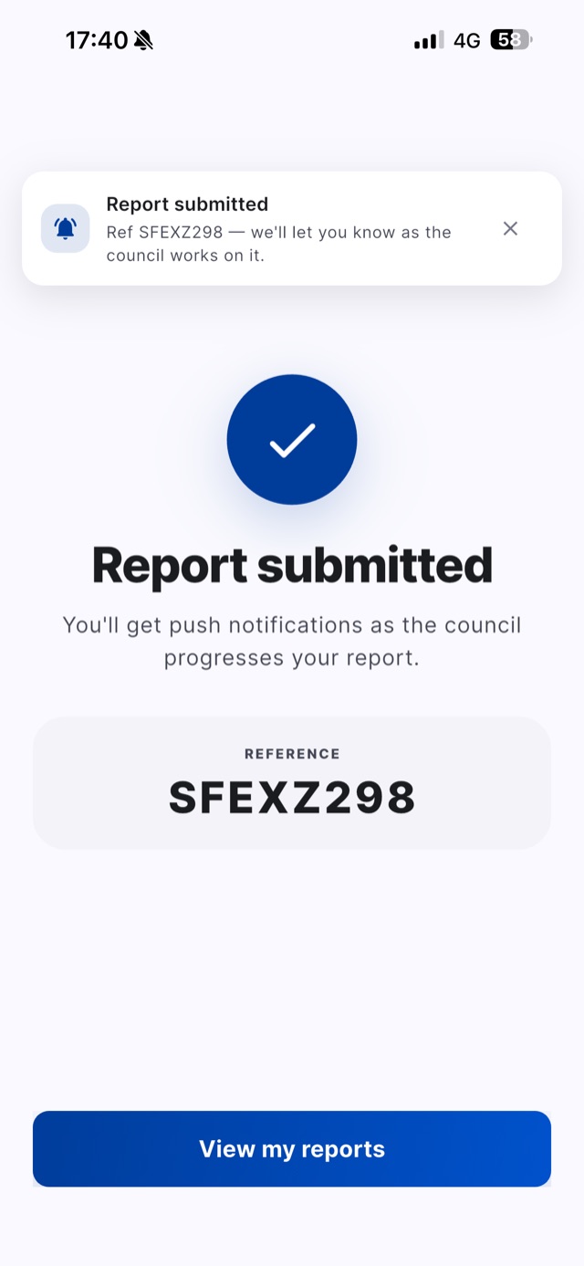 StreetReport app screen 6